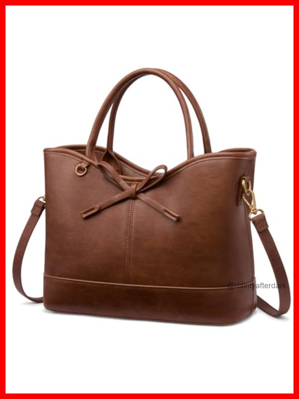 Vegan Leather Tote Satchel Shoulder Bag Women Structured Purse